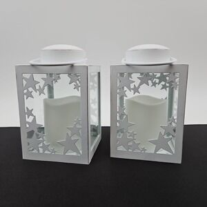 Candle Impressions Set of (2) 6"‎ Metal Star Icon Lanterns New